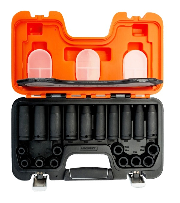 Löökpadrunvõtmete kmpl 1/2" pikad-lühikesed, 10-19 mm, Bacho