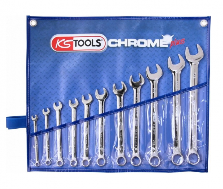 Lehtsilmusvõtmete komplekt AF 1/4-7/8, 11 osa, KS Tools